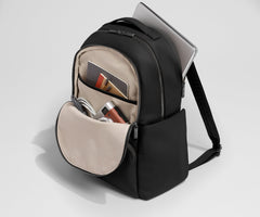 Leather Backpack in Jet Black