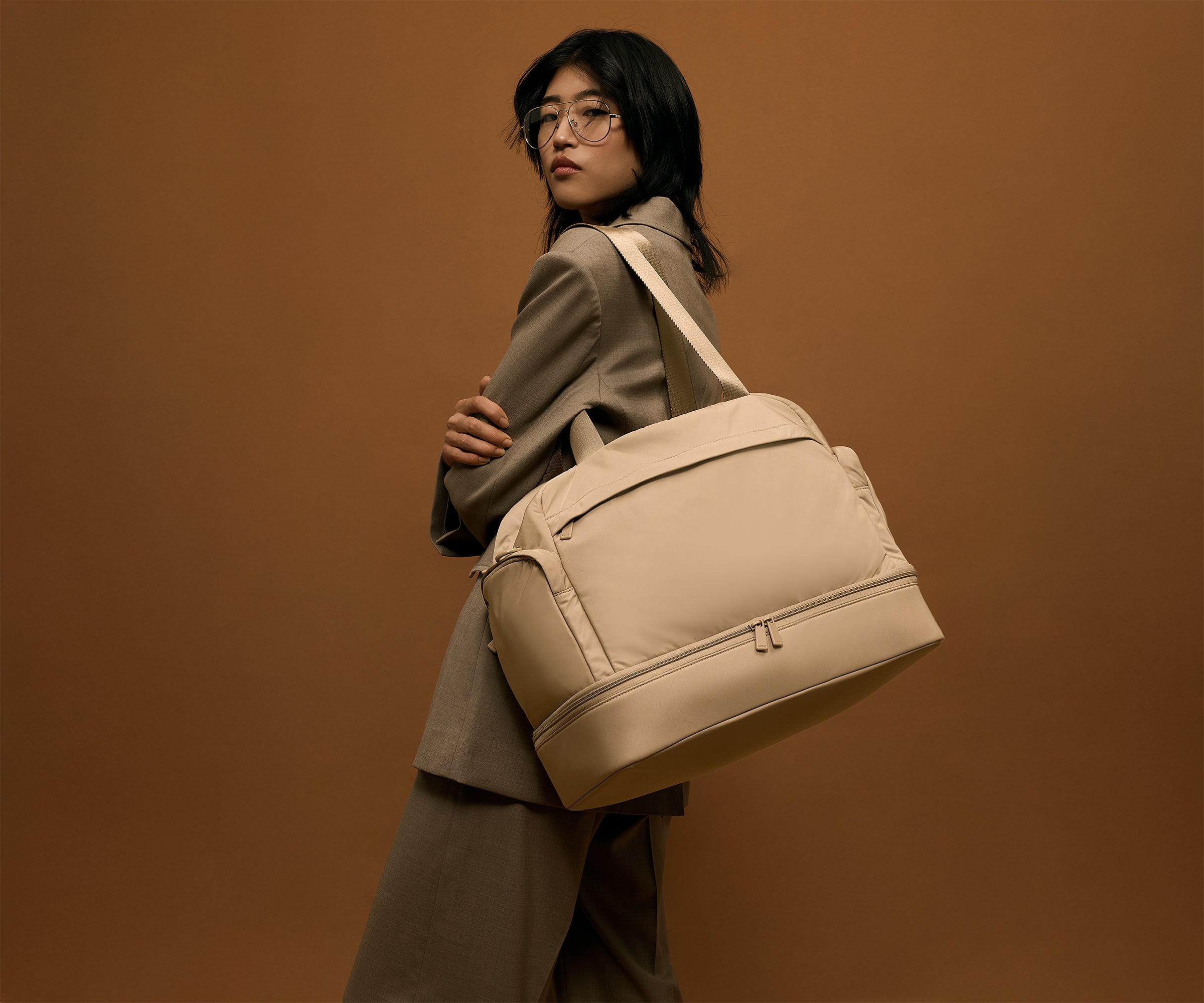 Featherlight Overnight Bag in Camel Brown
