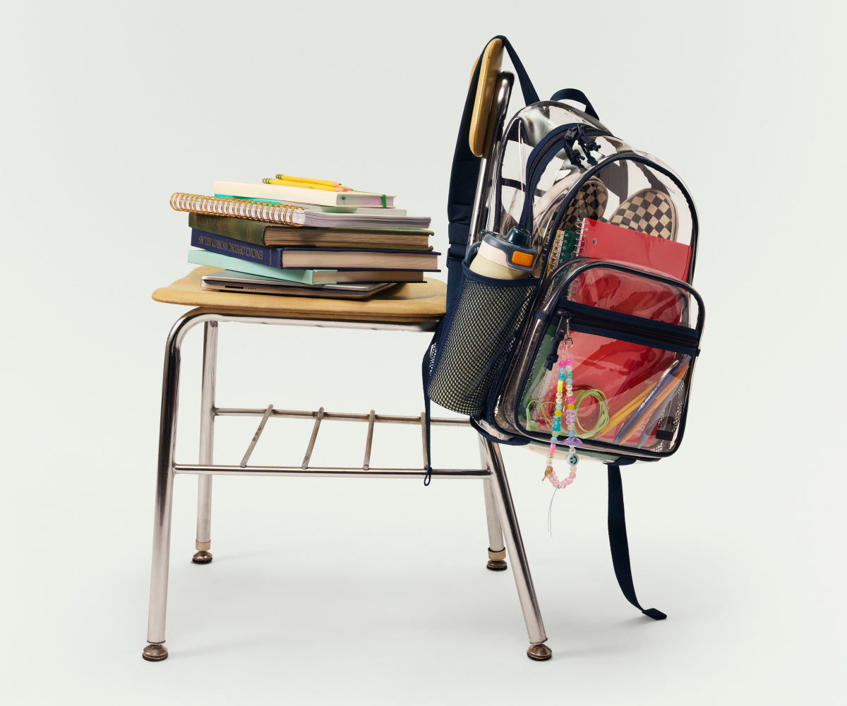 Clear Daily Backpack in Clear/Navy Blue
