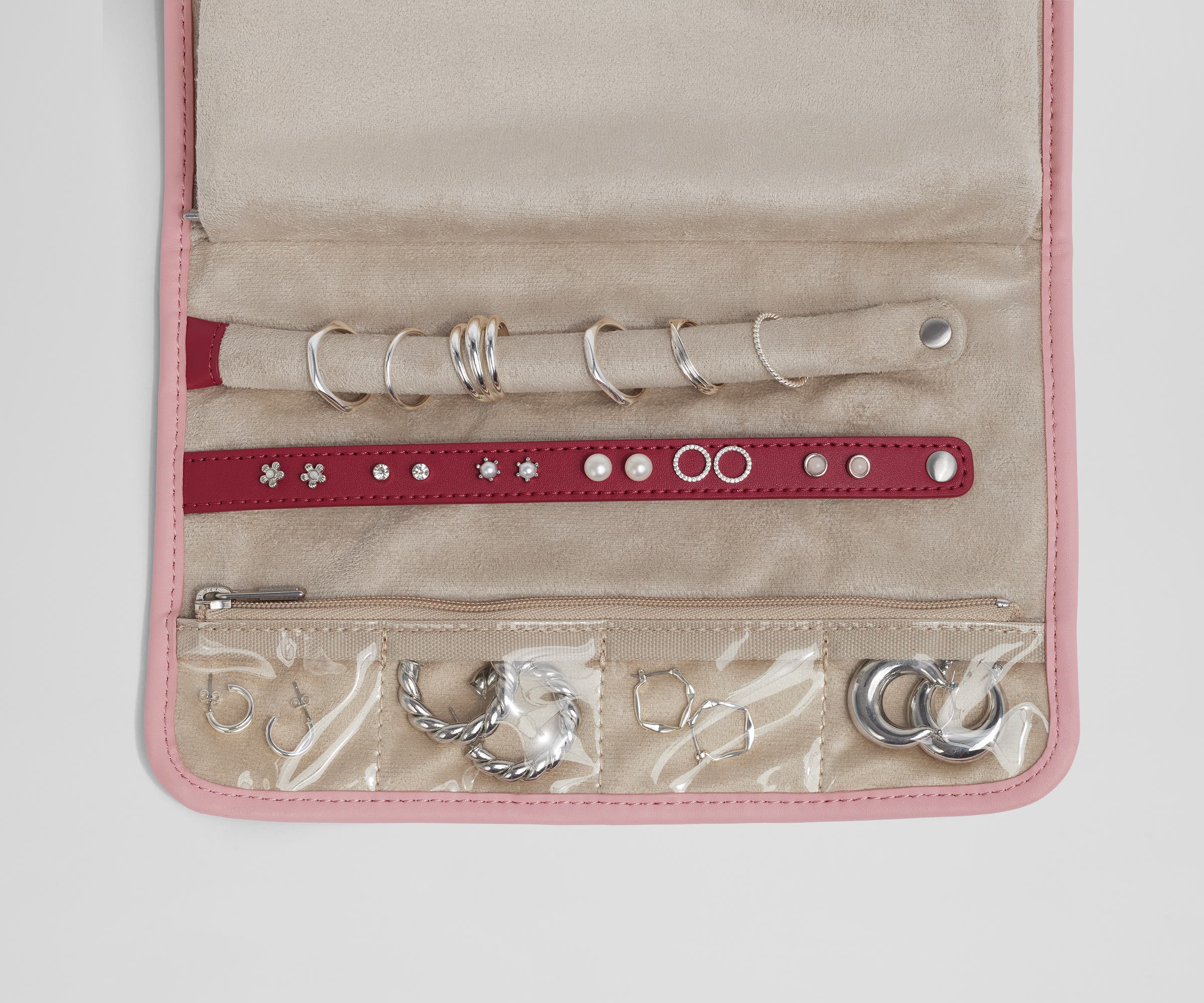 Hanging Jewelry Organizer in Flamingo Pink