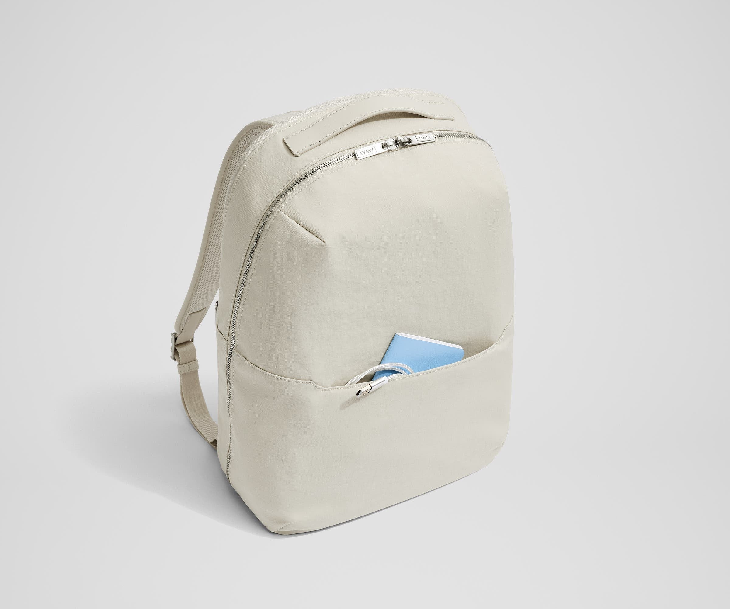 The Everywhere Zip Backpack in Salt White Textured Nylon
