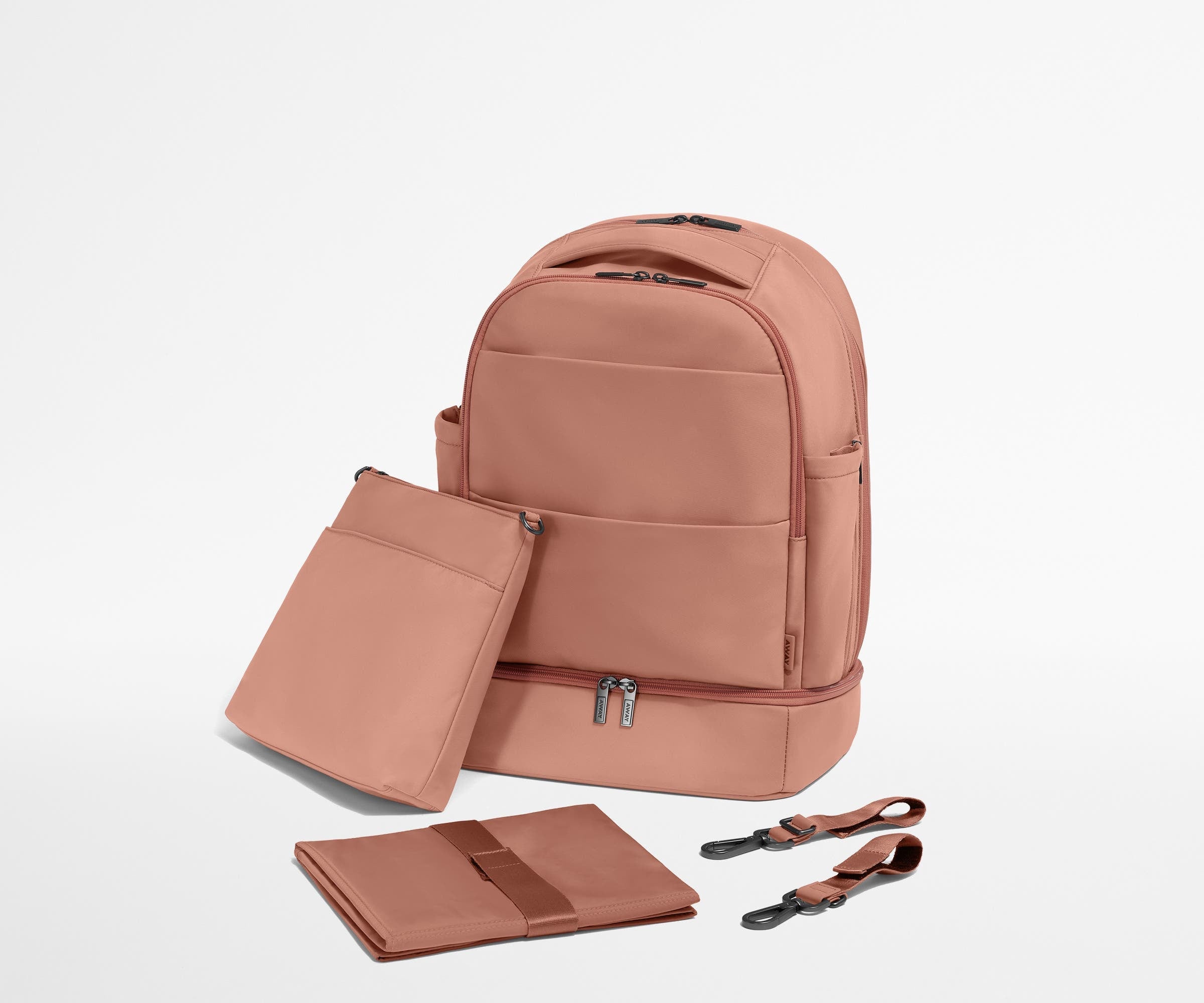 The Double Diaper Backpack in Clay Pink