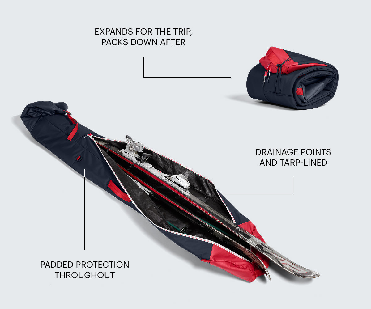 Roll-Top Ski Bag in Jet Black