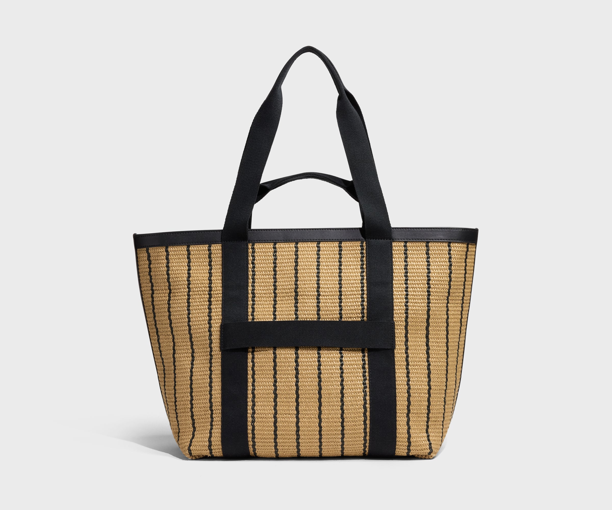 Riviera Straw Tote in Black Seagrass