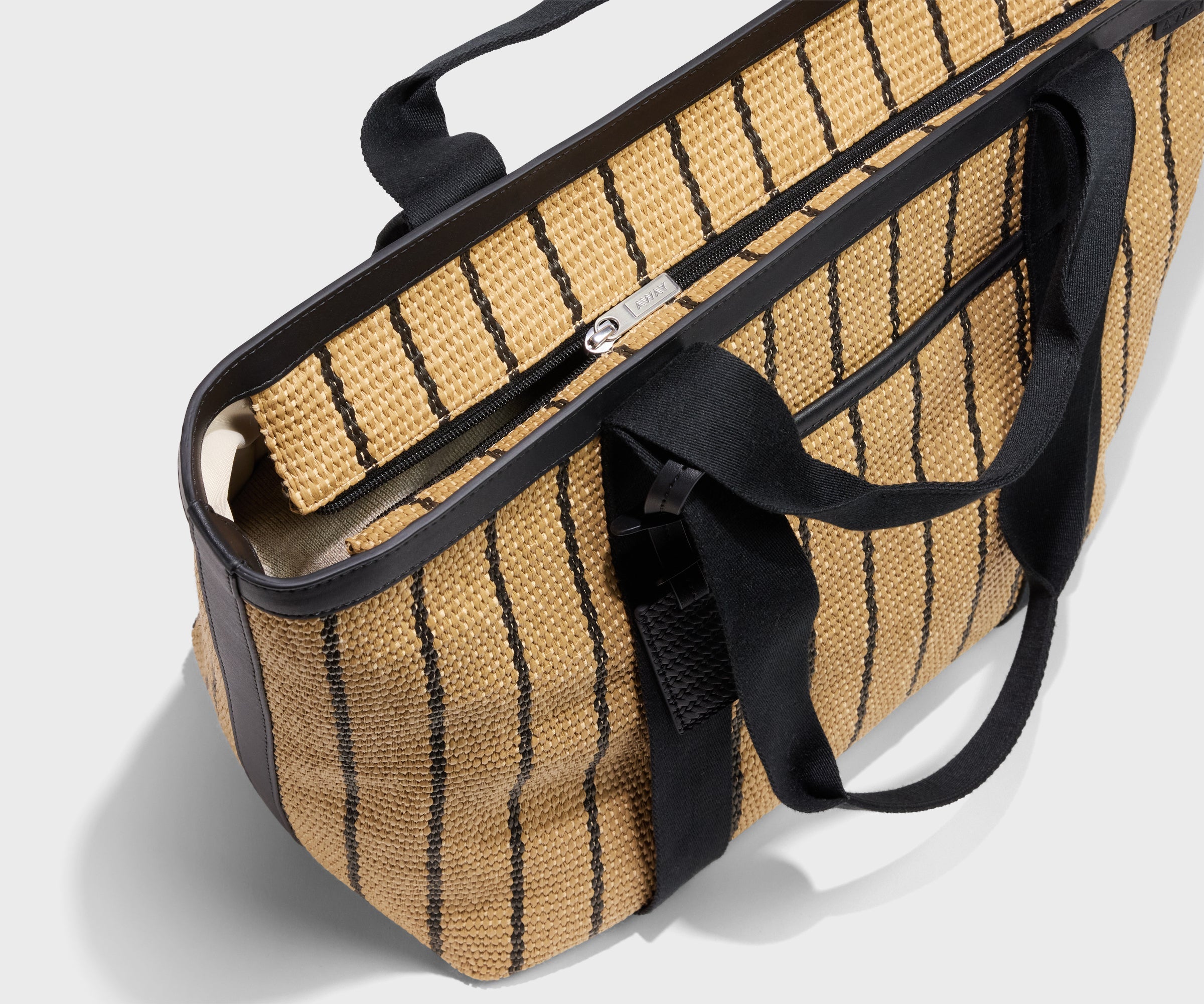 Riviera Straw Tote in Black Seagrass