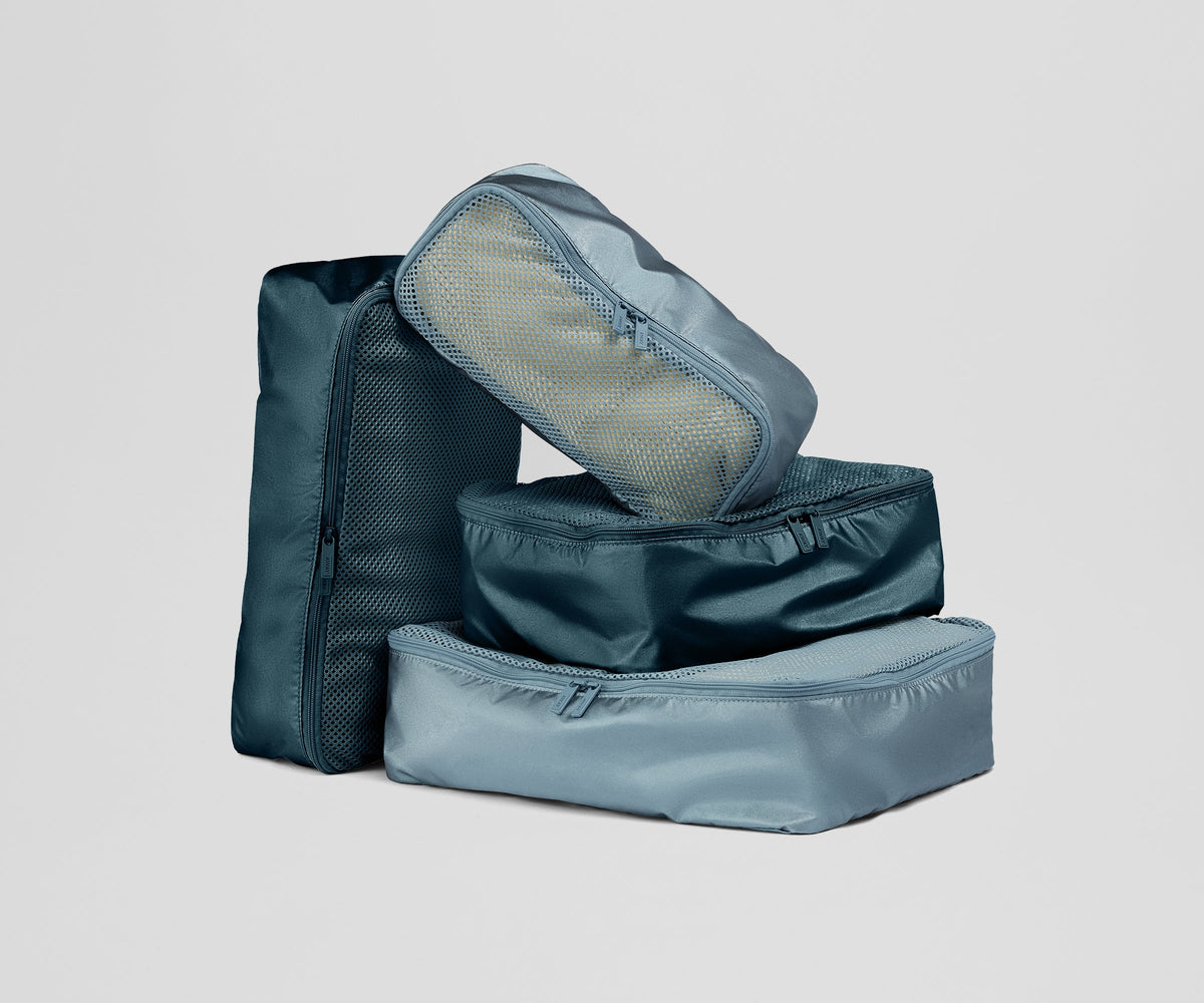 Insider Packing Cubes (Set of 4) in Stormy Teal & Arctic Blue