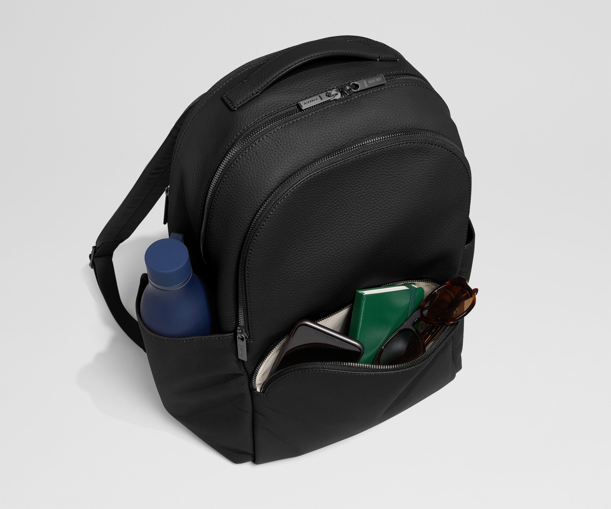 Leather Backpack in Jet Black